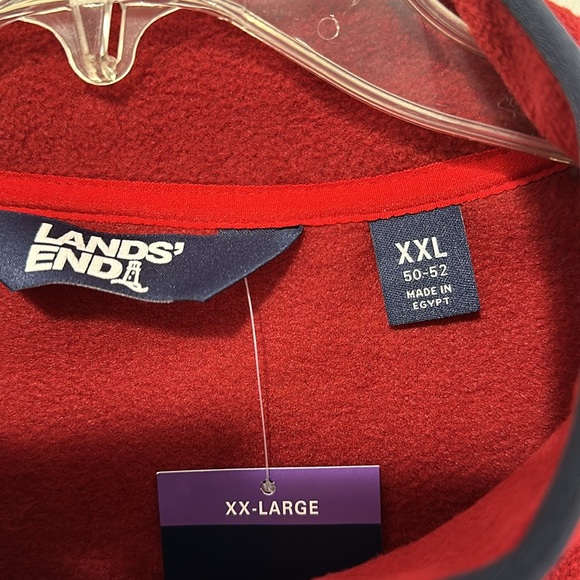 Lands' End Fleece Pullover Top Shirt Soft Stretch Burgundy Navy Men's XXL - Picture 8 of 11